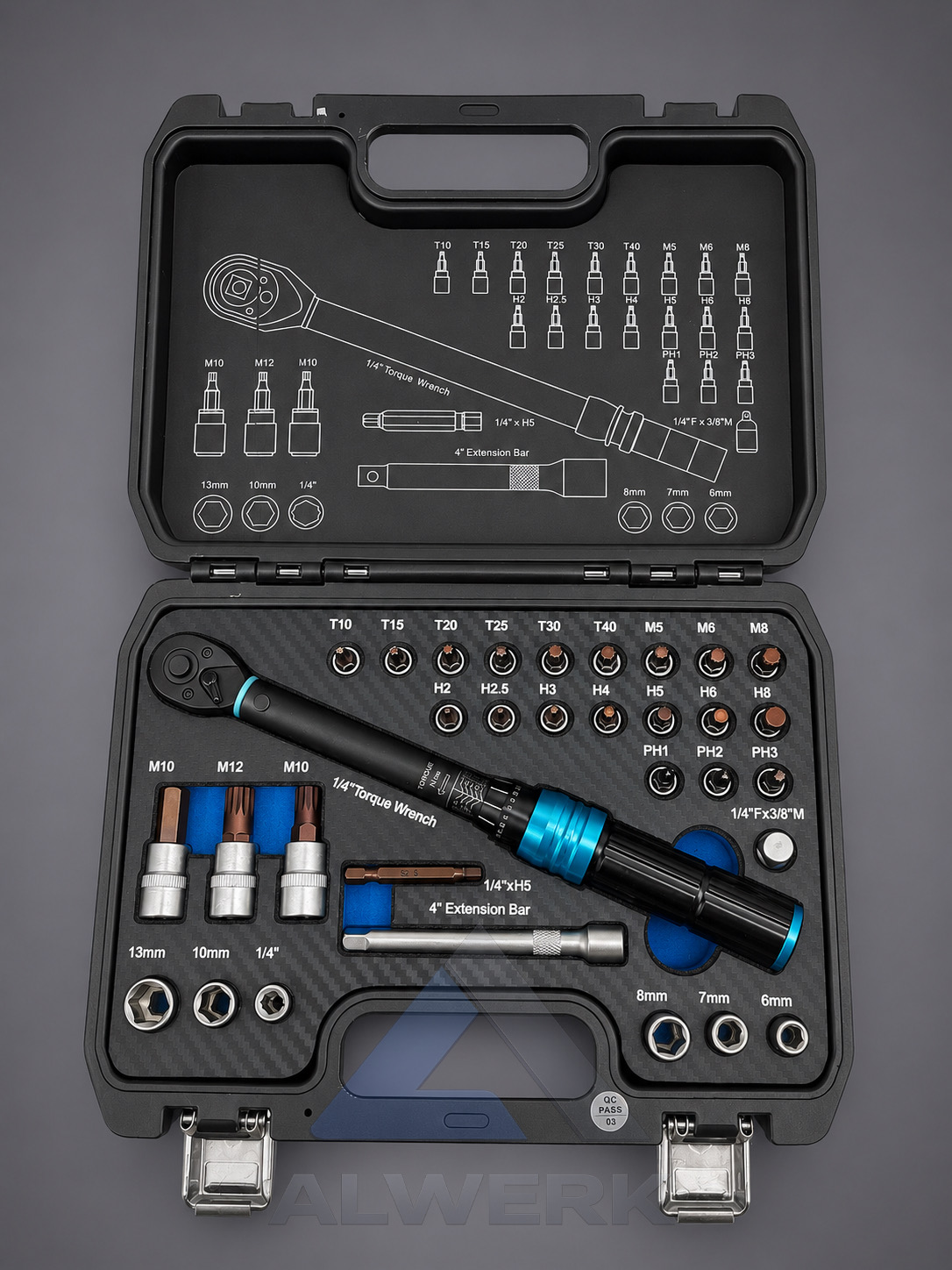 Drehmomentschlüssel-Set 1/4 Zoll, 32-teilig, 5-25 Nm